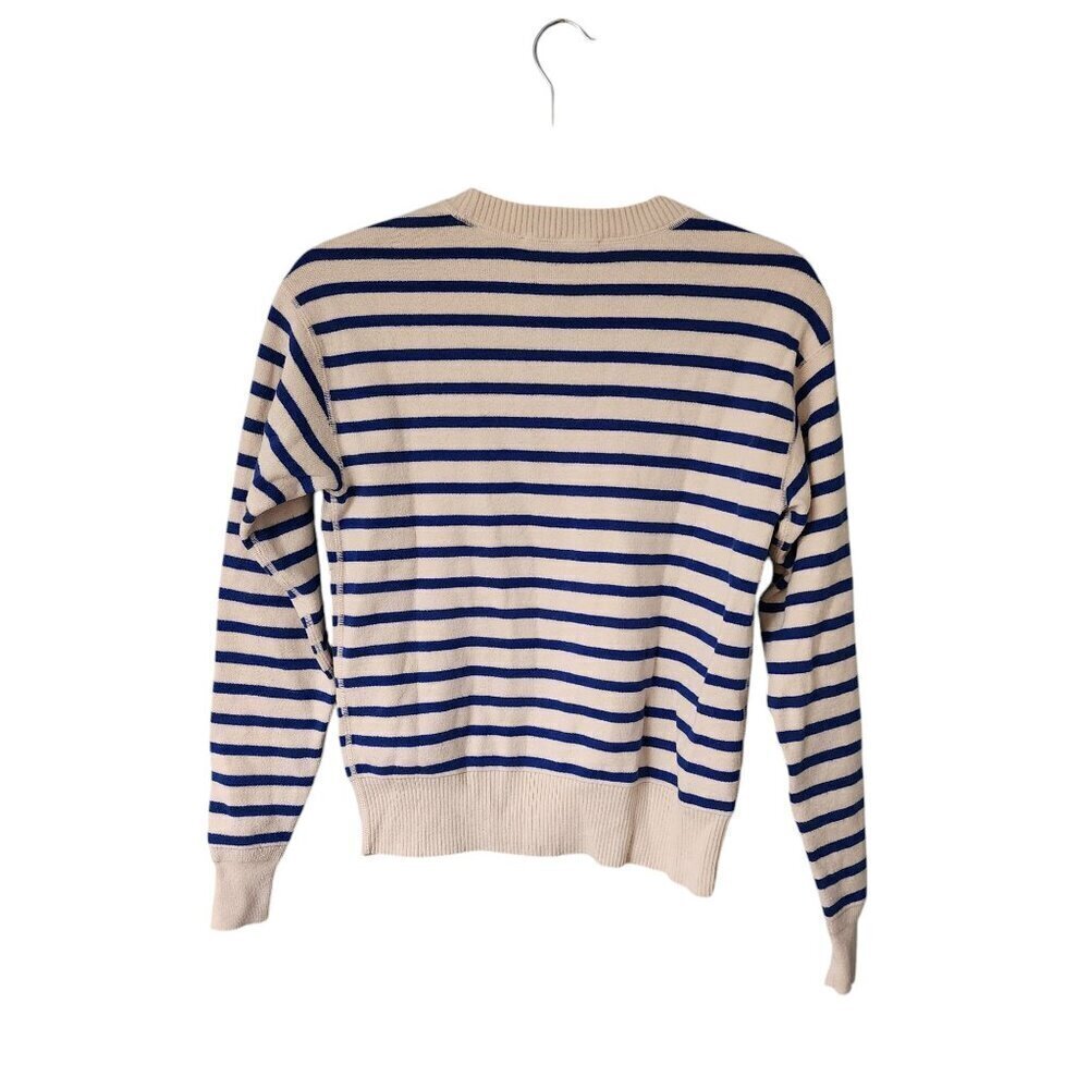 Everlane Striped Wool Blend Sweater XXS Cream Blue Knit Top - Picture 3 of 6